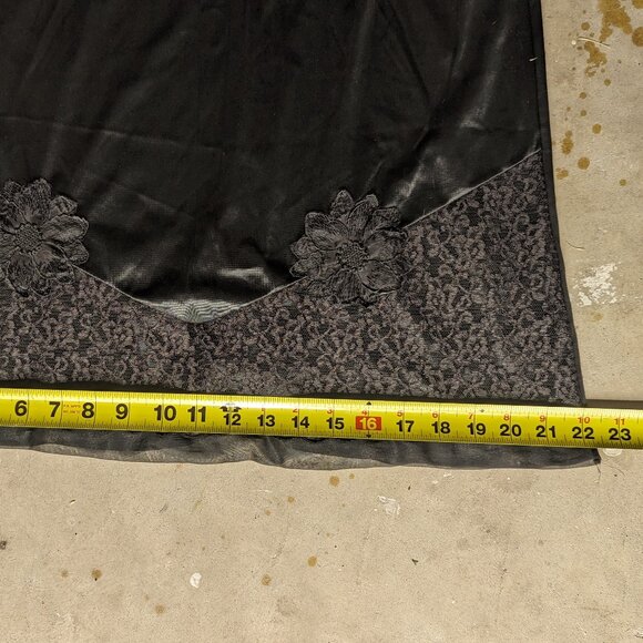 Movie Star Black Nylon Full Slip Dress  Womens With Lace Detail Vintage - Picture 11 of 11